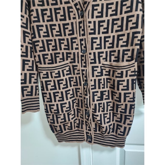 Authentic Fendi Zucca Cardigan in Brown/Black - Picture 14 of 16